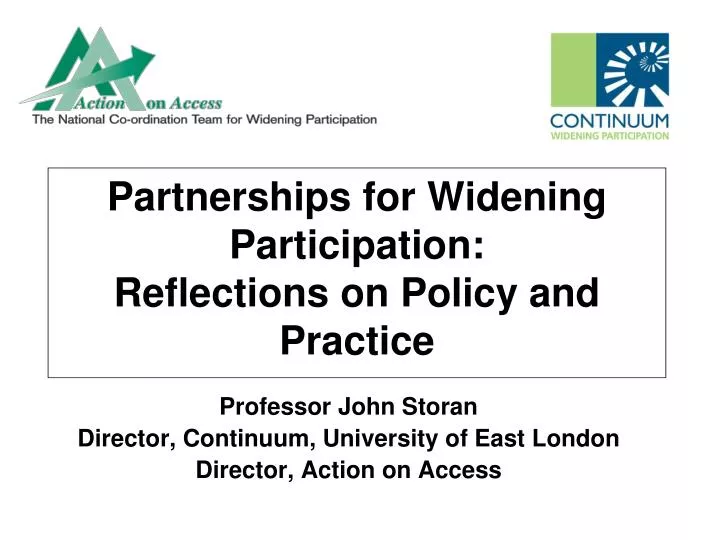 partnerships for widening participation reflections on policy and practice
