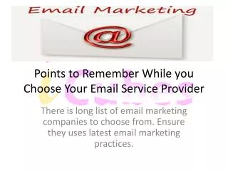 Choosing Your Email Service Provider