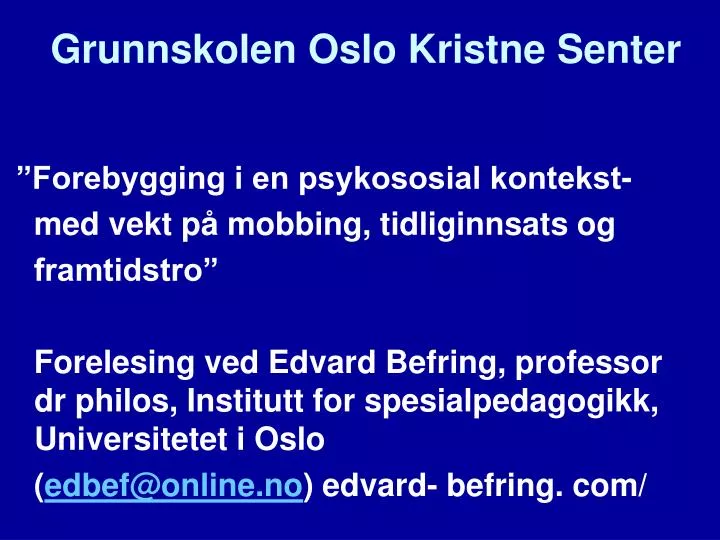 grunnskolen oslo kristne senter