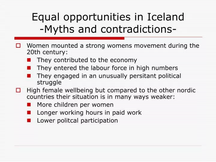 equal opportunities in iceland myths and contradictions