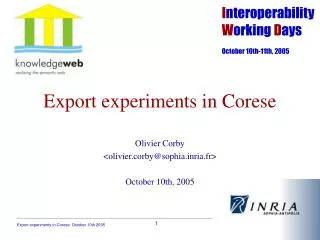 Export experiments in Corese