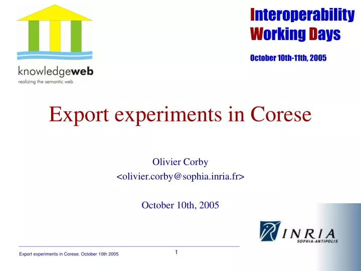 export experiments in corese