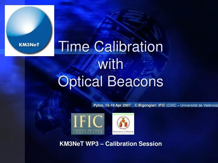 time calibration with optical beacons