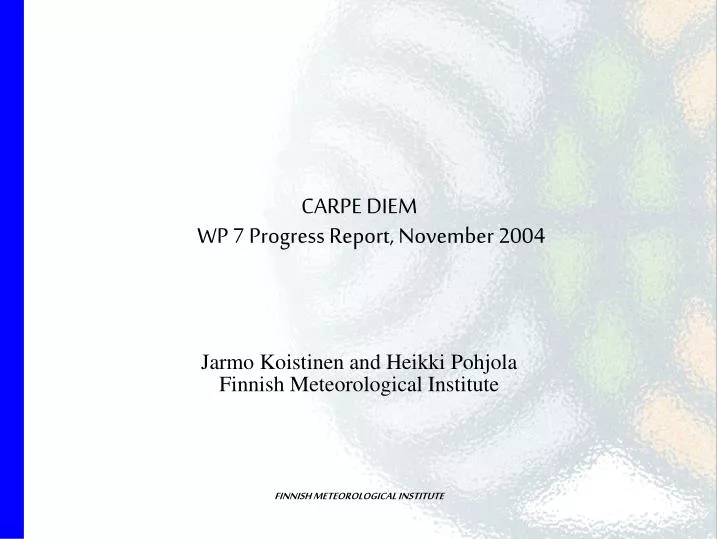 carpe diem wp 7 progress report november 2004
