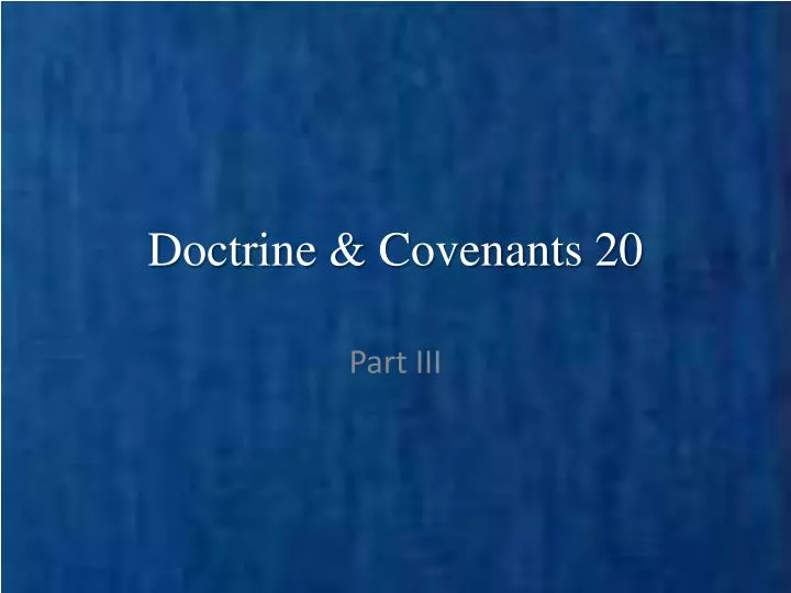 doctrine covenants 20