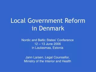Local Government Reform in Denmark