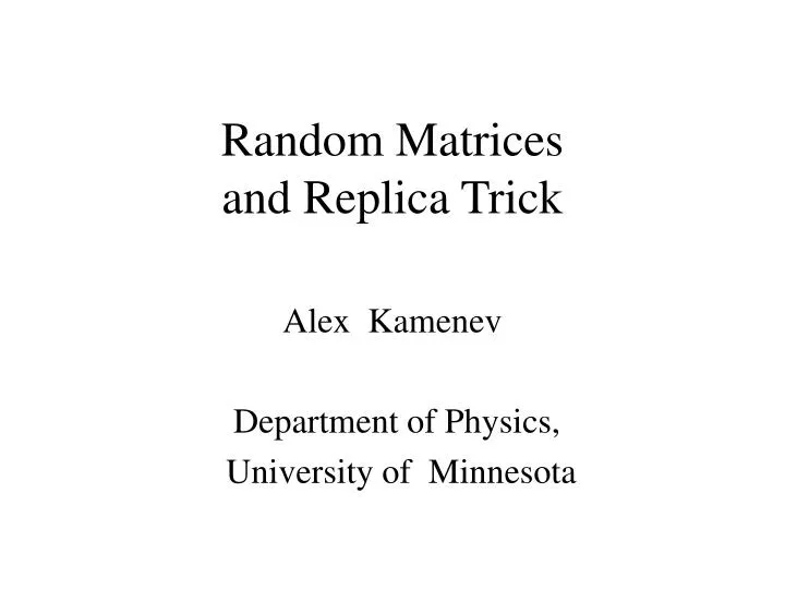 random matrices and replica trick