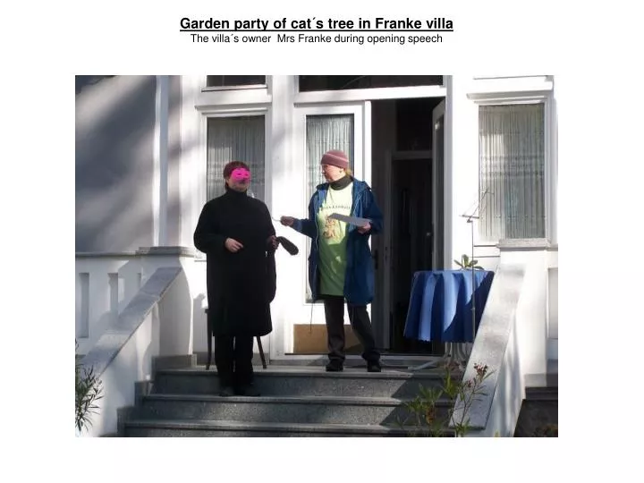 garden party of cat s t ree in franke villa the villa s owner mrs franke during opening speech