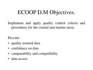 ECOOP D.M Objectives.