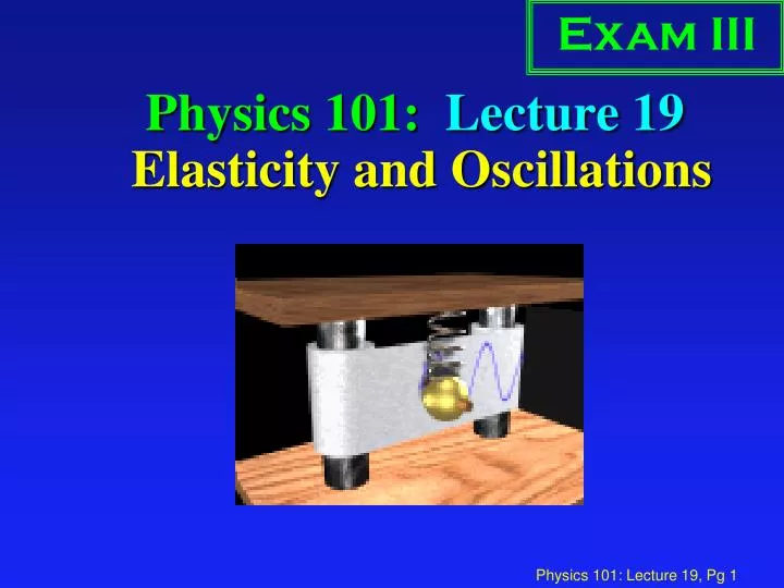 physics 101 lecture 19 elasticity and oscillations