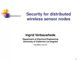 Security for distributed wireless sensor nodes