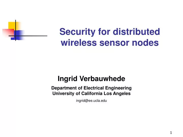 security for distributed wireless sensor nodes