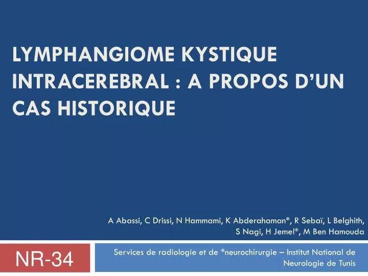 lymphangiome kystique intracerebral a propos d un cas historique