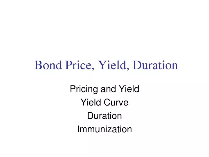 bond price yield duration