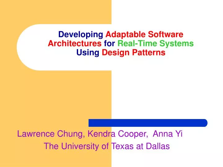 developing adaptable software architectures for real time systems using design patterns