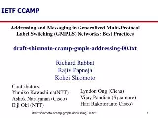 IETF CCAMP