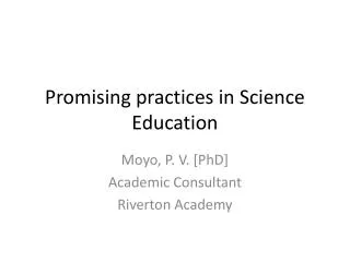 Promising practices in Science Education