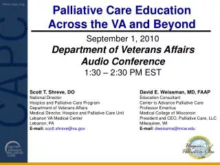 Palliative Care Education Across the VA and Beyond