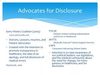 Advocates for Disclosure