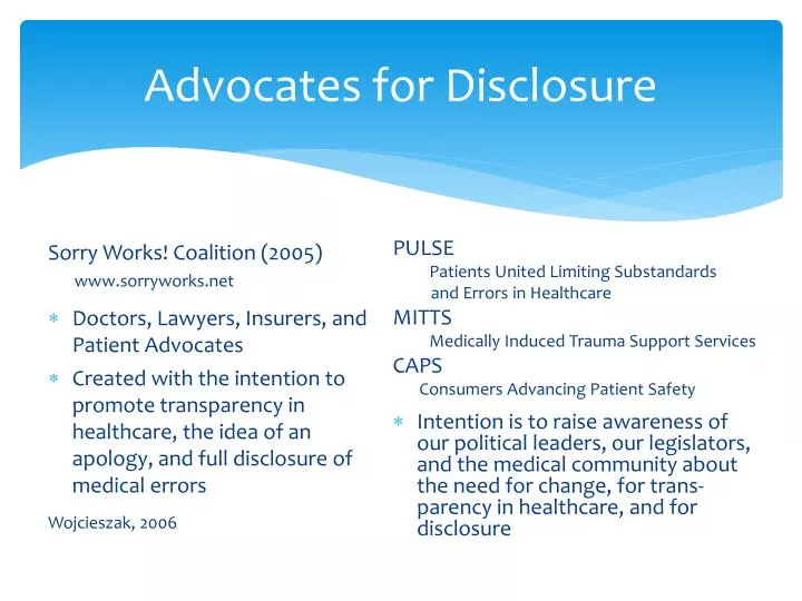 advocates for disclosure