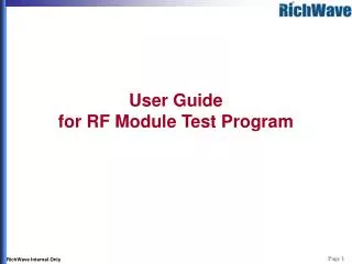 User Guide for RF Module Test Program