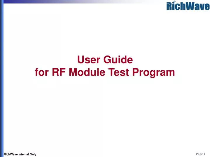 user guide for rf module test program