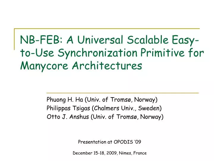 nb feb a universal scalable easy to use synchronization primitive for manycore architectures