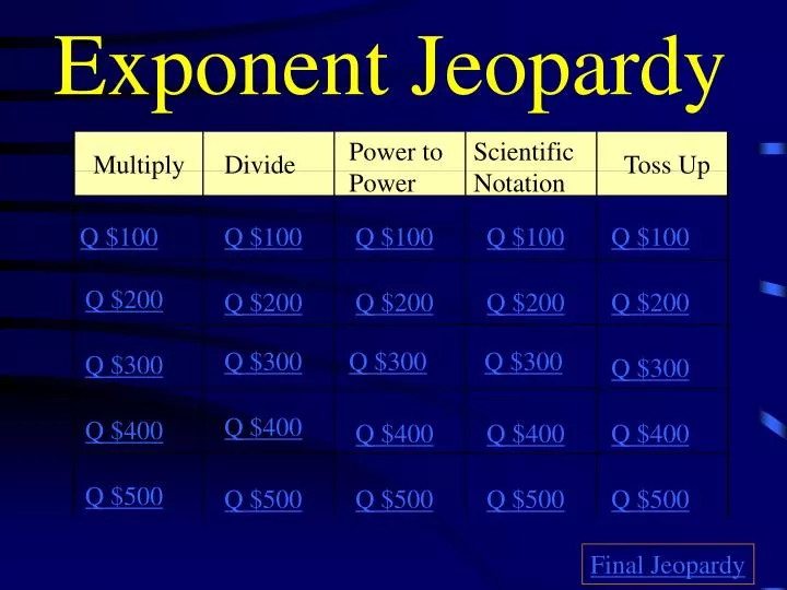 exponent jeopardy