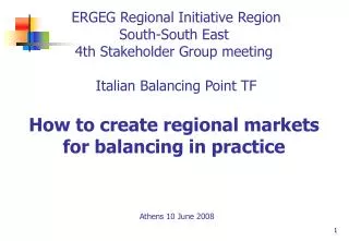 How to create regional markets for balancing in practice