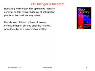 V12 Menger’s theorem