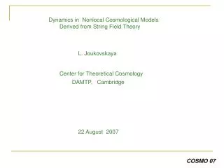 Dynamics in Nonlocal Cosmological Models