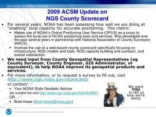 2009 ACSM Update on NGS County Scorecard