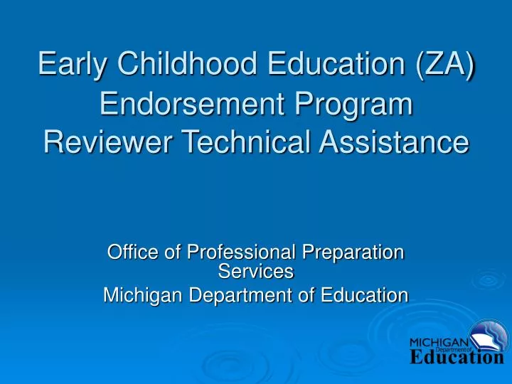 early childhood education za endorsement program reviewer technical assistance