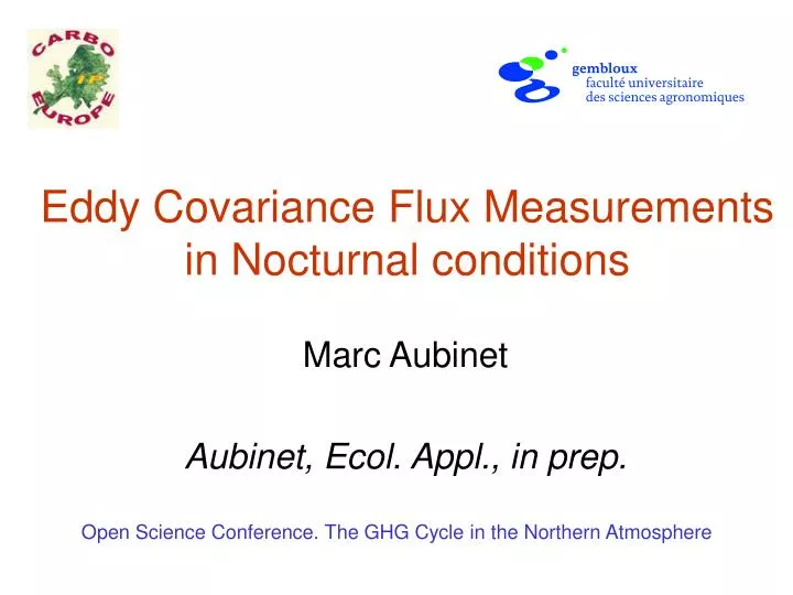 eddy covariance flux measurements in nocturnal conditions