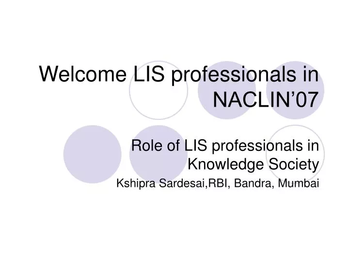 welcome lis professionals in naclin 07