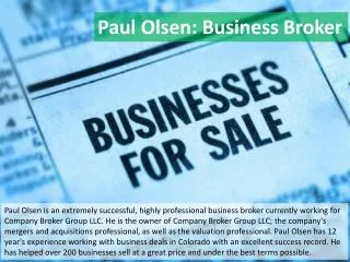 Paul Olsen: Business Broker