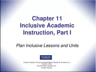 Chapter 11 Inclusive Academic Instruction, Part I