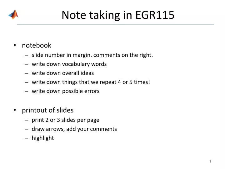 note taking in egr115