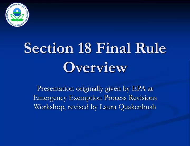 section 18 final rule overview