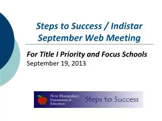 Steps to Success / Indistar September Web Meeting