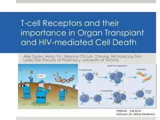 T-cell Receptors and their importance in Organ Transplant and HIV-mediated Cell Death