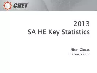 2013 SA HE Key Statistics