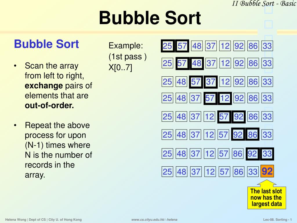 PPT - Bubble Sort PowerPoint Presentation, free download - ID:6306987