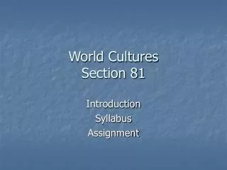 World Cultures Section 81