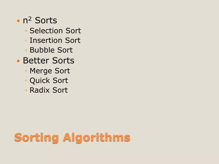 sorting algorithms