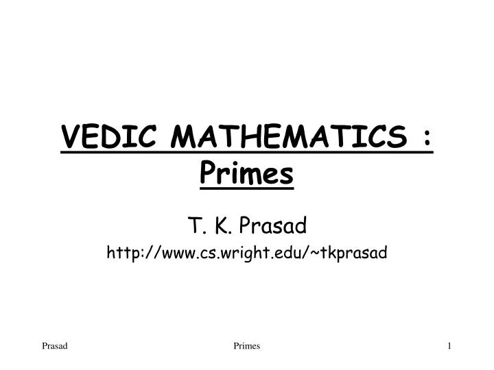 vedic mathematics primes