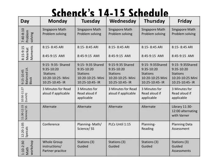 schenck s 14 15 schedule