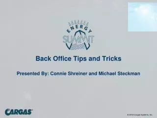 Back Office Tips and Tricks