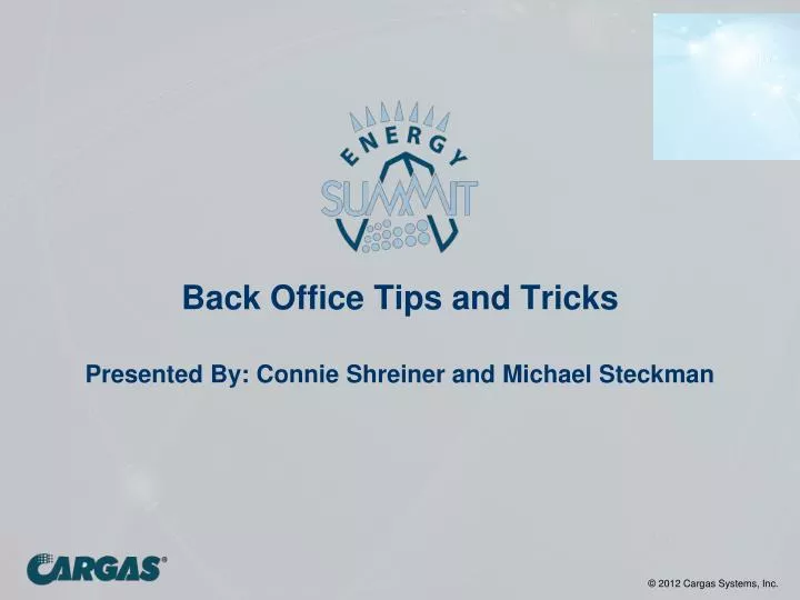 back office tips and tricks