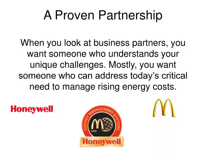 a proven partnership